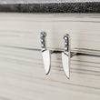 Load image into Gallery viewer, Tiny Knife Studs • Chef's Knife Earrings • Edgy Jewelry • Miniature Knife • Sterling Silver Knife • Punk Rock • 90s • Best Friend Gift