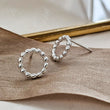 Load image into Gallery viewer, Dainty Dot Circle Studs • Sterling Silver Stud Earrings • Minimalist Style • Modern Beaded Circles • Post Earrings • Gift For Her