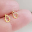 Load image into Gallery viewer, 14k Gold Raindrop Studs • Modern Stud Earrings • Minimalist Style • Dainty Studs • Teardrop Earrings • 14 Karat Yellow Gold • Quiet Luxury