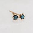 Load image into Gallery viewer, Genuine Blue Diamond Studs • Sparkling Blue Diamonds • Diamond Stud Earrings • 14k Yellow Gold • Rough Cut Diamond • April Birthday Gift
