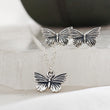 Load image into Gallery viewer, Tiny Butterflies Necklace & Earring Set • Sterling Silver Butterfly Charm • Dainty Layering Necklace and Stud Earrings • Flower Girl Gift