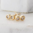 Load image into Gallery viewer, Delicate Double Diamond Infinity Studs in 14k Gold • Pair of Dainty Genuine Diamond Earrings • Tiny Studs • Fine Jewelry • Anniversary Gift