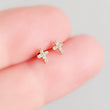 Load image into Gallery viewer, Tiny Diamond Cross Studs