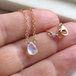 Load image into Gallery viewer, Rainbow Moonstone • Teardrop Necklace • Moonstone Pendant • Delicate Jewelry • Layering Necklace • Rainbow Gemstone • Genuine Moonstone