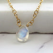 Load image into Gallery viewer, Rainbow Moonstone • Teardrop Necklace • Moonstone Pendant • Delicate Jewelry • Layering Necklace • Rainbow Gemstone • Genuine Moonstone