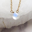 Load image into Gallery viewer, Rainbow Moonstone • Teardrop Necklace • Moonstone Pendant • Delicate Jewelry • Layering Necklace • Rainbow Gemstone • Genuine Moonstone