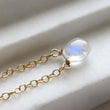 Load image into Gallery viewer, Rainbow Moonstone • Teardrop Necklace • Moonstone Pendant • Delicate Jewelry • Layering Necklace • Rainbow Gemstone • Genuine Moonstone