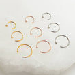 Load image into Gallery viewer, Delicate Nose Ring • Tiny Dot Hug Hoops • 20 Gauge • Thin Dot Hoops • Open Skinny Hoop • Modern Hoops • Dainty Hug Hoops • Surgical Steel