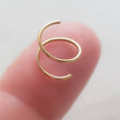 Load image into Gallery viewer, Tiny Double Twist Hoop • Twist In Earring • Spiral Hoop Earring • Double Open Hoop • Multi Spiral Earring • Fake Double Piercing
