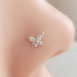 Load image into Gallery viewer, 14k Gold Butterfly Nose Stud • 22 Gauge L-Bend • CZ Diamond Nose Stud • Dainty and Feminine Nose Jewelry • Nostril Piercing