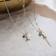 Load image into Gallery viewer, Deluxe Dagger Charm Necklace • Personalized Birthstone & Initial • Custom Graduation Gift • Katana Necklace • Dark Academia • Birthday Gift