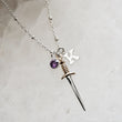 Load image into Gallery viewer, Deluxe Dagger Charm Necklace • Personalized Birthstone & Initial • Custom Graduation Gift • Katana Necklace • Dark Academia • Birthday Gift