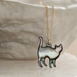 Load image into Gallery viewer, Little Cat Necklace • Mother of Pearl • Gift For Cat Lover • Cat Silhouette • Pet Memorial • Kitty Cat • Gift For Her • Necklace Set