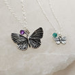 Load image into Gallery viewer, Mother & Daughter Butterfly Necklace Set • Birthstone Charms • Gift For Mom • Butterfly Jewelry • Matching Necklaces • Mother's Day Gift