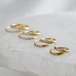 Load image into Gallery viewer, Dainty Pavé Huggie Hoops • Clicker Hoops • Diamond CZ • Waterproof Earrings • Bridesmaid Gift • Modern Classic Hoop • Gift For Her