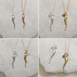 Load image into Gallery viewer, Deluxe Italian Horn Necklace • Mix & Match Personalized Initial and Birthstone • Good Luck Charm • Protection Amulet • Gift For Friend
