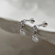 Load image into Gallery viewer, 14K Gold Dainty Drop Studs • Flat Back • Comfort Fit Nap Studs • Sleep In Earrings • Diamond CZ Drops • Gift For Her • Push In Style • CZ