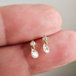 Load image into Gallery viewer, 14K Gold Dainty Drop Studs • Flat Back • Comfort Fit Nap Studs • Sleep In Earrings • Diamond CZ Drops • Gift For Her • Push In Style • CZ