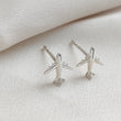 Load image into Gallery viewer, Teeny Tiny Airplane Studs • Bon Voyage Gift • Sterling Silver Airplane Earrings • Adventure • Miniature Plane Studs • Cute Gift for Traveler