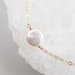 Load image into Gallery viewer, Coin Pearl Necklace • Single Pearl Necklace • Flat White Pearl • Minimalist Necklace • Bridesmaid Gift • Gift For Her • Delicate Chain