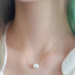 Load image into Gallery viewer, Coin Pearl Necklace • Single Pearl Necklace • Flat White Pearl • Minimalist Necklace • Bridesmaid Gift • Gift For Her • Delicate Chain