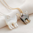 Load image into Gallery viewer, Little Cat Necklace • Mother of Pearl • Gift For Cat Lover • Cat Silhouette • Pet Memorial • Kitty Cat • Gift For Her • Necklace Set