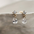 Load image into Gallery viewer, 14K Gold Dainty Drop Studs • Flat Back • Comfort Fit Nap Studs • Sleep In Earrings • Diamond CZ Drops • Gift For Her • Push In Style • CZ