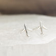 Load image into Gallery viewer, Teeny Tiny Airplane Studs • Bon Voyage Gift • Sterling Silver Airplane Earrings • Adventure • Miniature Plane Studs • Cute Gift for Traveler
