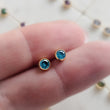 Load image into Gallery viewer, Modern Birthstone Studs • Great Personalized Birthday Gift • 4mm Bezel Set Earring Studs • Waterproof • Minimalist Birth Month Jewelry