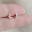 Load image into Gallery viewer, Dainty Crescent Moon Studs • Pavé Set Diamond CZs • Celestial Jewelry • Silver Crescent • Night Sky • Gift For Her • Minimalist Style