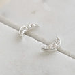 Load image into Gallery viewer, Dainty Crescent Moon Studs • Pavé Set Diamond CZs • Celestial Jewelry • Silver Crescent • Night Sky • Gift For Her • Minimalist Style