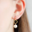 Load image into Gallery viewer, Pearl Drop Earrings • Freshwater Pearls • Modern Pearl Dangles • Delicate Gold & Pearl Earrings • Minimalist Style • Classic Pearls