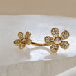 Load image into Gallery viewer, Floral Belly Ring • Pavé Daisy Body Jewelry • Surgical Steel • 14 Gauge • Double Flower • Internally Threaded • Navel Ring