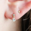 Load image into Gallery viewer, 14K Gold Dainty Drop Studs • Flat Back • Comfort Fit Nap Studs • Sleep In Earrings • Diamond CZ Drops • Gift For Her • Push In Style • CZ