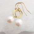 Load image into Gallery viewer, Pearl Drop Earrings • Freshwater Pearls • Modern Pearl Dangles • Delicate Gold & Pearl Earrings • Minimalist Style • Classic Pearls