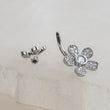 Load image into Gallery viewer, Floral Belly Ring • Pavé Daisy Body Jewelry • Surgical Steel • 14 Gauge • Double Flower • Internally Threaded • Navel Ring
