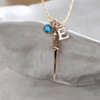 Load image into Gallery viewer, Deluxe Dagger Charm Necklace • Personalized Birthstone & Initial • Custom Graduation Gift • Katana Necklace • Dark Academia • Birthday Gift