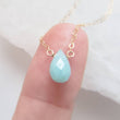 Load image into Gallery viewer, Tiny Amazonite Necklace • Pale Blue Gemstone • Delicate Gold & Aqua Necklace • Layering Necklace • Dainty Gemstone Teardrop • Gift For Her
