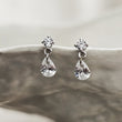 Load image into Gallery viewer, 14K Gold Dainty Drop Studs • Flat Back • Comfort Fit Nap Studs • Sleep In Earrings • Diamond CZ Drops • Gift For Her • Push In Style • CZ