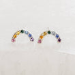 Load image into Gallery viewer, Super Cute Tiny Rainbow Studs • Little Rainbow Earrings • Sterling Multi Color Stone Earrings • Happy Little Studs • Kawaii Style
