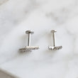 Load image into Gallery viewer, Crescent Moon & Lightning Bolt Flat Back Stud Set • Nap Studs • Celestial Earrings • Waterproof • Sparkle Diamond CZ • Stargazer • 16 Gauge