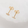 Load image into Gallery viewer, 14K Gold Disc Studs • Small Gold Studs • Delicate Stud Earrings • Minimalist Earrings • Round Gold Studs • Post Earrings • Dainty 14 karat