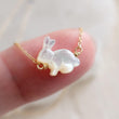 Load image into Gallery viewer, White Rabbit Necklace • Mother of Pearl Bunny Pendant • Good Luck Charm • Lucky Rabbit Jewelry • Gift For Animal Lover • Cute Woodland Style