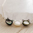 Load image into Gallery viewer, Cat Lover Necklace • Feline Necklace • Kitty Cat Jewelry • Pet Memorial • Cat Mom • Mother of Pearl • Minimalist Cat Necklace • Cat Lady