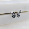 Load image into Gallery viewer, Butterfly Wing Studs • Sterling Silver Butterfly Earrings • Monarch Butterfly • Dainty Wing Studs • Nature Inspired Insect Jewelry • Gift