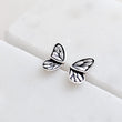 Load image into Gallery viewer, Butterfly Wing Studs • Sterling Silver Butterfly Earrings • Monarch Butterfly • Dainty Wing Studs • Nature Inspired Insect Jewelry • Gift