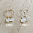 Load image into Gallery viewer, Cat Lover Hoop Earrings • Mother of Pearl Cat Charms • Gift for Cat Mom • Pet Memorial Jewelry • Kitty Hoops • Personalized Cat Gift