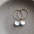 Load image into Gallery viewer, Cat Lover Hoop Earrings • Mother of Pearl Cat Charms • Gift for Cat Mom • Pet Memorial Jewelry • Kitty Hoops • Personalized Cat Gift