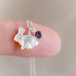 Load image into Gallery viewer, White Rabbit & Birthstone Necklace • Mother of Pearl Bunny • Good Luck Charm • Lucky Rabbit Jewelry • Gift For Animal Lover • Woodland Style