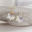 Load image into Gallery viewer, White Rabbit & Birthstone Necklace • Mother of Pearl Bunny • Good Luck Charm • Lucky Rabbit Jewelry • Gift For Animal Lover • Woodland Style